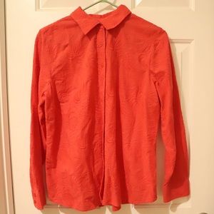Talbots Embroidered Leaves Cotton Shirt - PL
